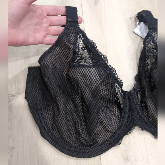 ELOMI | Women's Black Charley Stretch Lace Underwire Plunge Bra - Picture 6 of 11